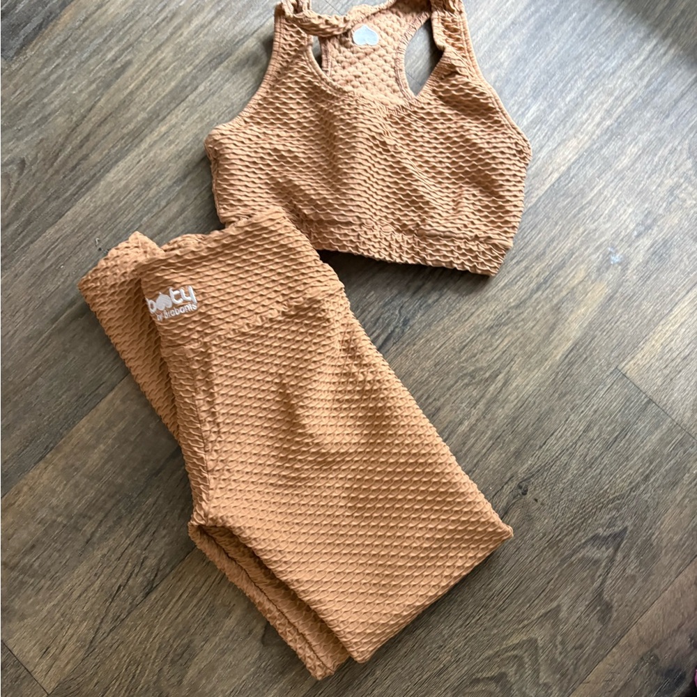 Booty by Brabants Textured Tan Leggings and Top Set